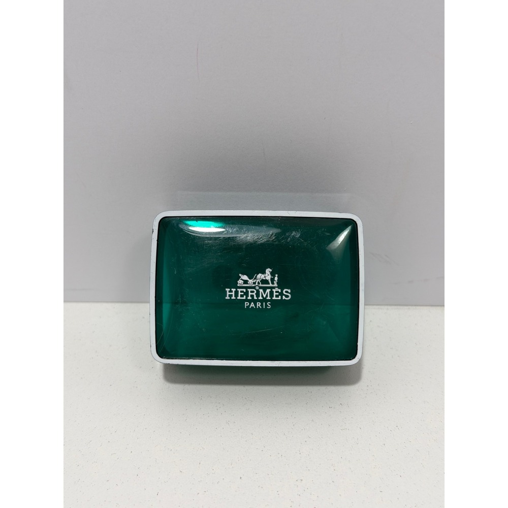 Hermes Paris Emerald Green color Acrylic small soap dish case top ONLY Logo